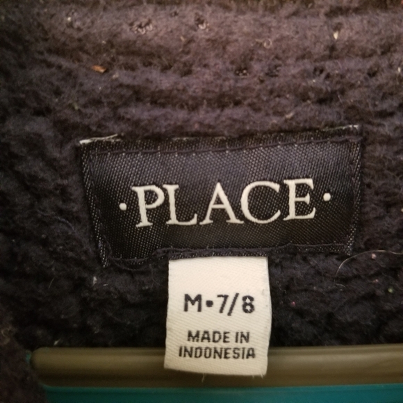 Children's Place navy blue camo fully lined hooded zip up jacket Size M 7/8 - Picture 8 of 11